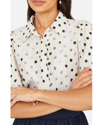 Women's Polka Dot Lace Boxy Shirt