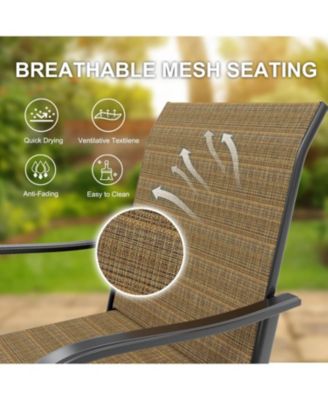 5PCS Outdoor Swivel Bar Set with 4 Swivel Chairs and Glass Top Table, All Weather Textile Fabric Outdoor High Top Bar Set for Home, Backyard