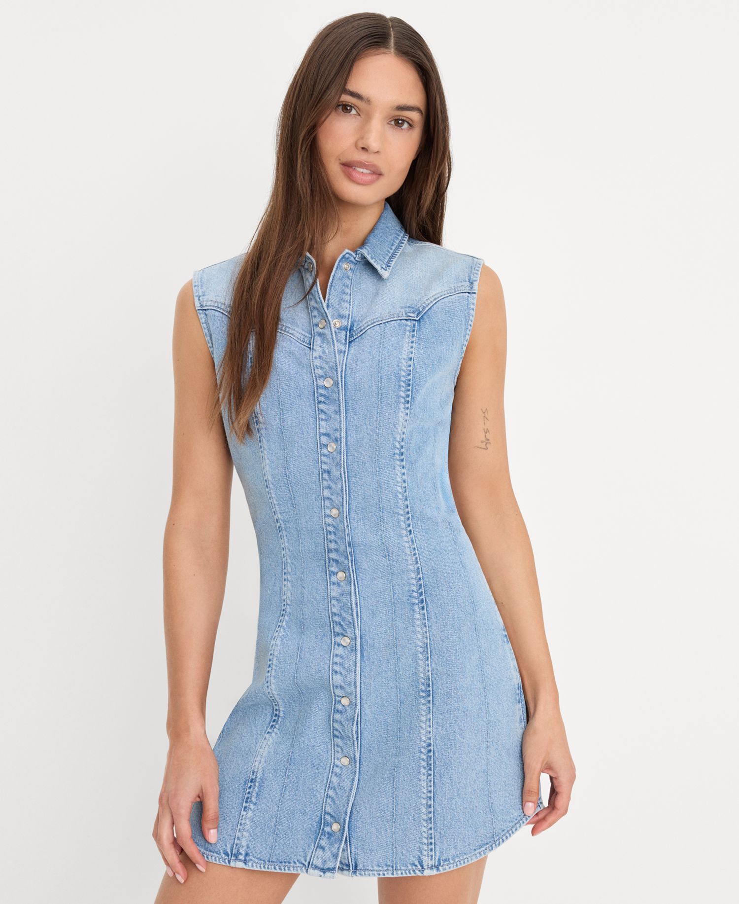 Women's Dolly Sleeveless Collared Neck Denim Dress