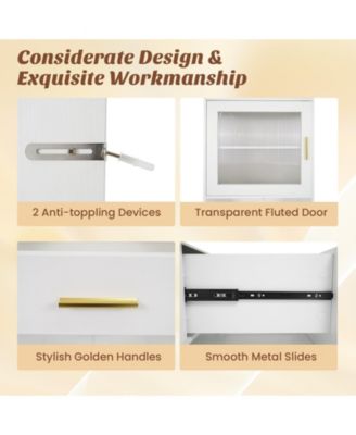 Makeup Vanity with Power Outlets and Flip-top Mirror and Storage Stool