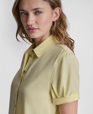 Petite Chambray Rolled Short-Sleeve Button-Up Shirt