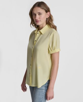 Petite Chambray Rolled Short-Sleeve Button-Up Shirt