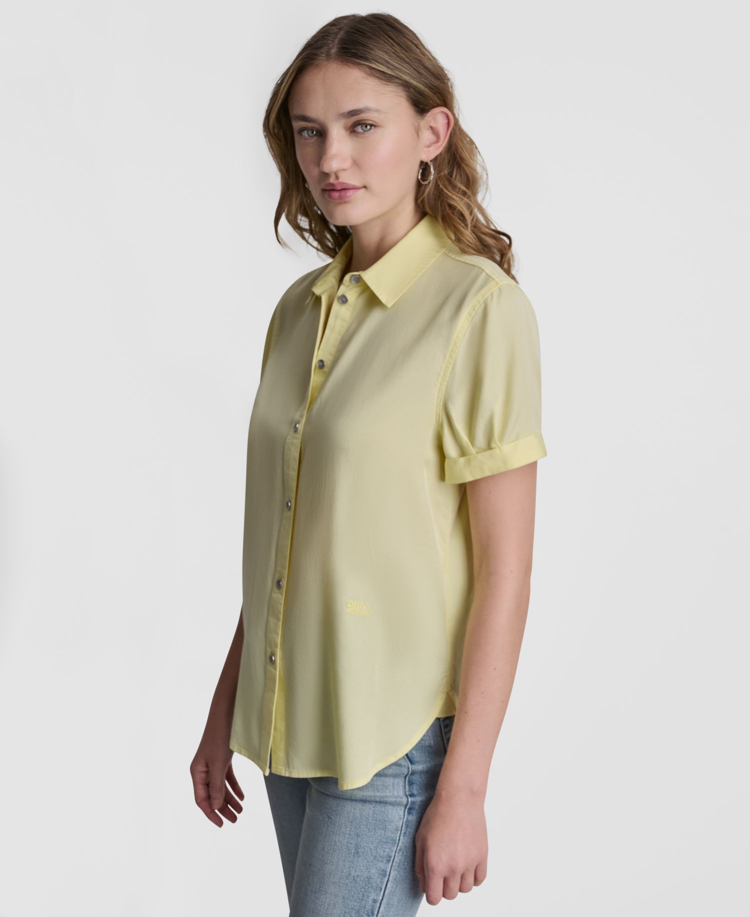 Petite Rolled Short-Sleeve Button-Up Shirt