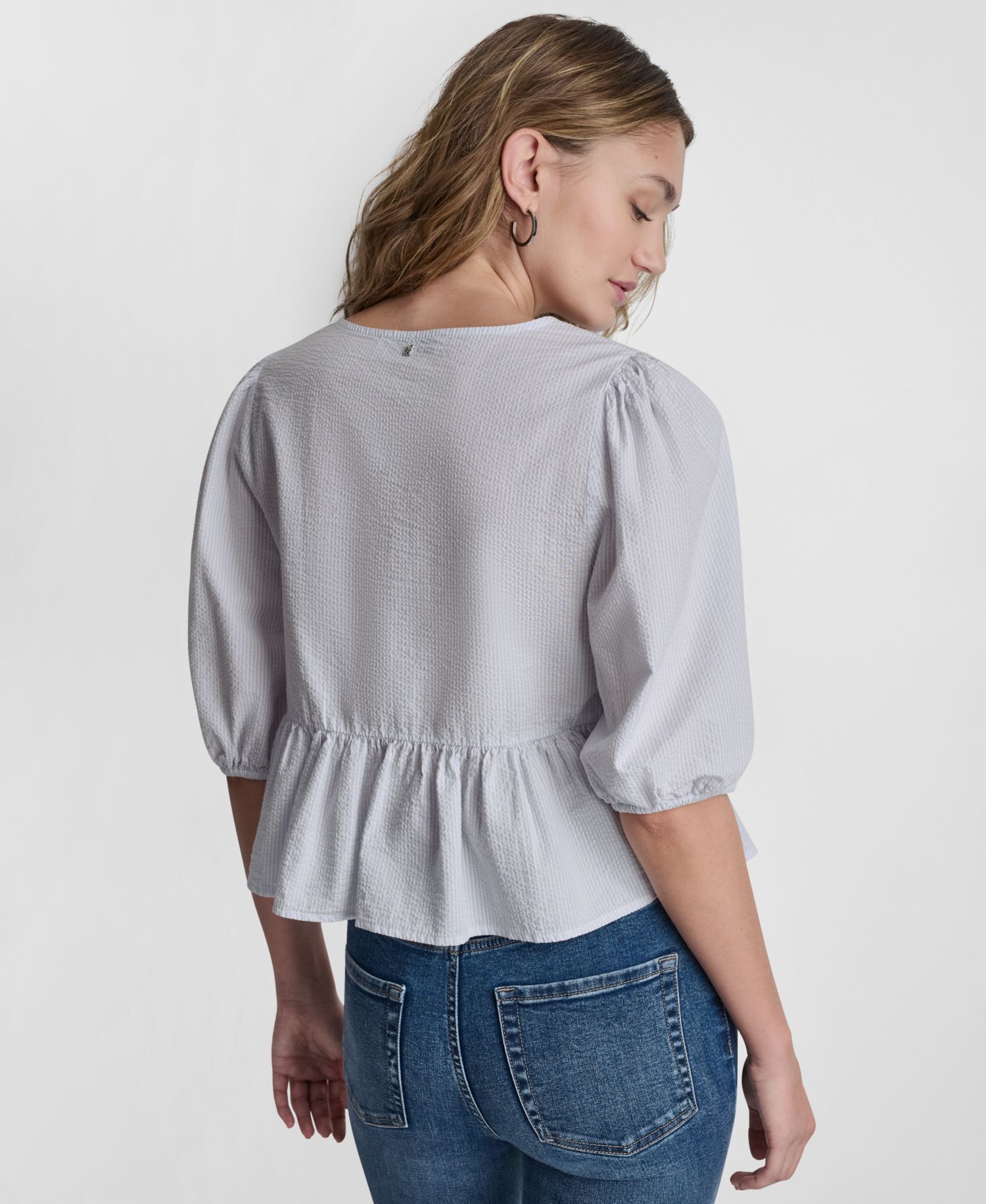 Petite Puff-Sleeve V-Neck Top