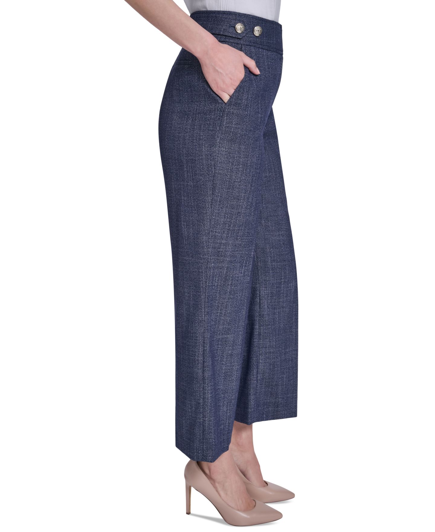 Женские брюки Tommy Hilfiger Tabbed Waistband, цвет: Тёмно-синий / Слоновая кость — фото 3