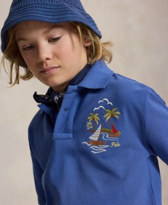 Boys' 8-20 Embroidered Mesh Short-Sleeve Polo Shirt