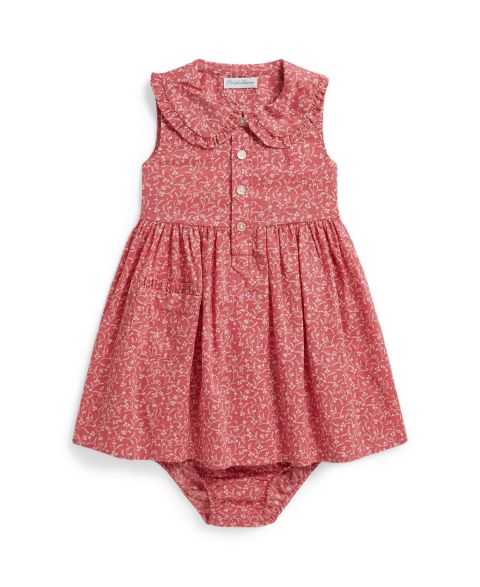 Детский комплект Polo Ralph Lauren для девочки: цветочное платье-рубашка и панталоны, цвет: С принтом розовый