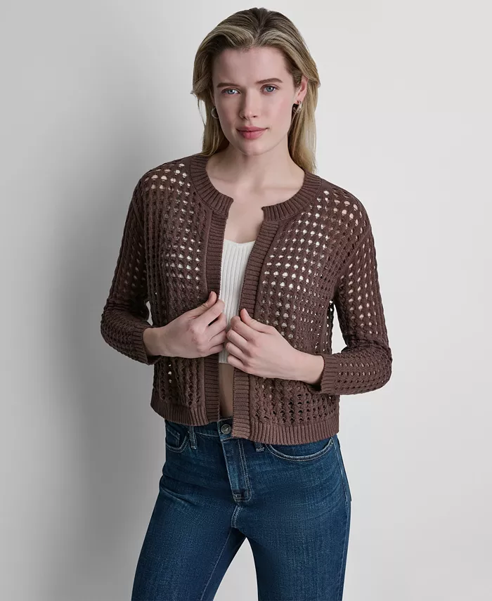 Women's Open-Stitch Drop-Shoulder Cardigan Sweater - thumbnail 7