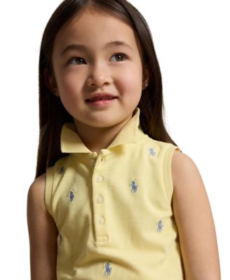 Girls' 2-6X Stretch Mesh Four-Button Placket Polo Shirt