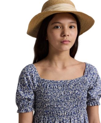 Girls' 7-16 Blueberry-Print Square Neck Jersey Dress