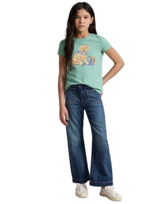 Girls' 7-16 Dog-Print Crewneck Jersey T-Shirt