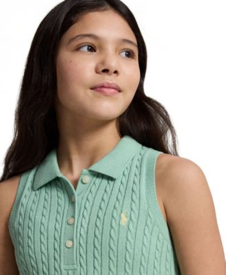 Girls' 7-16 Mini-Cable Polo Collar Dress