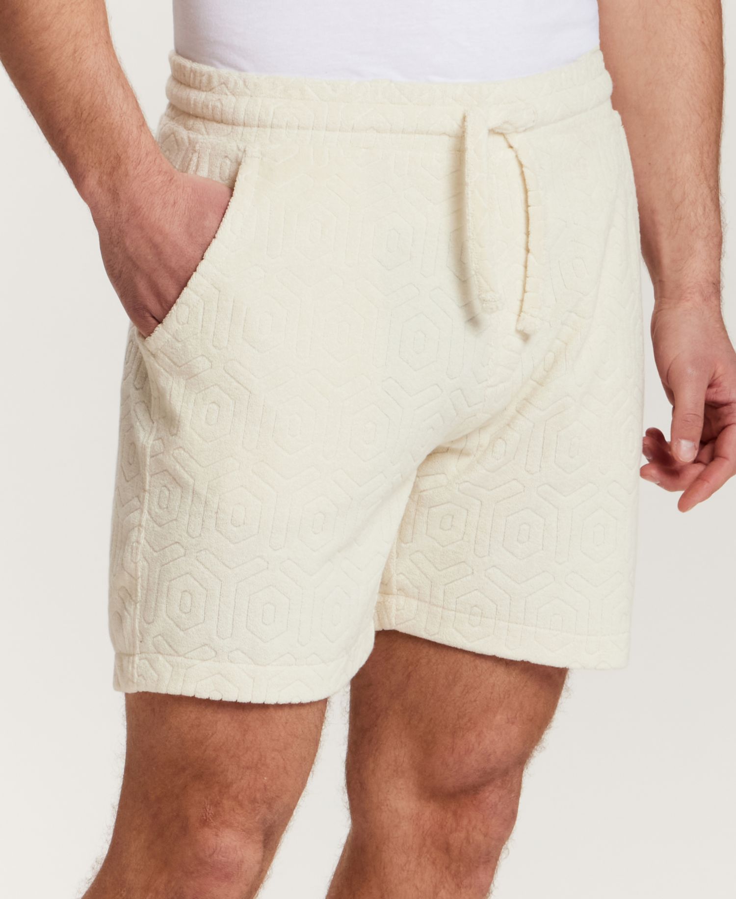 Men's Geometric Terry Knit Drawstring Shorts