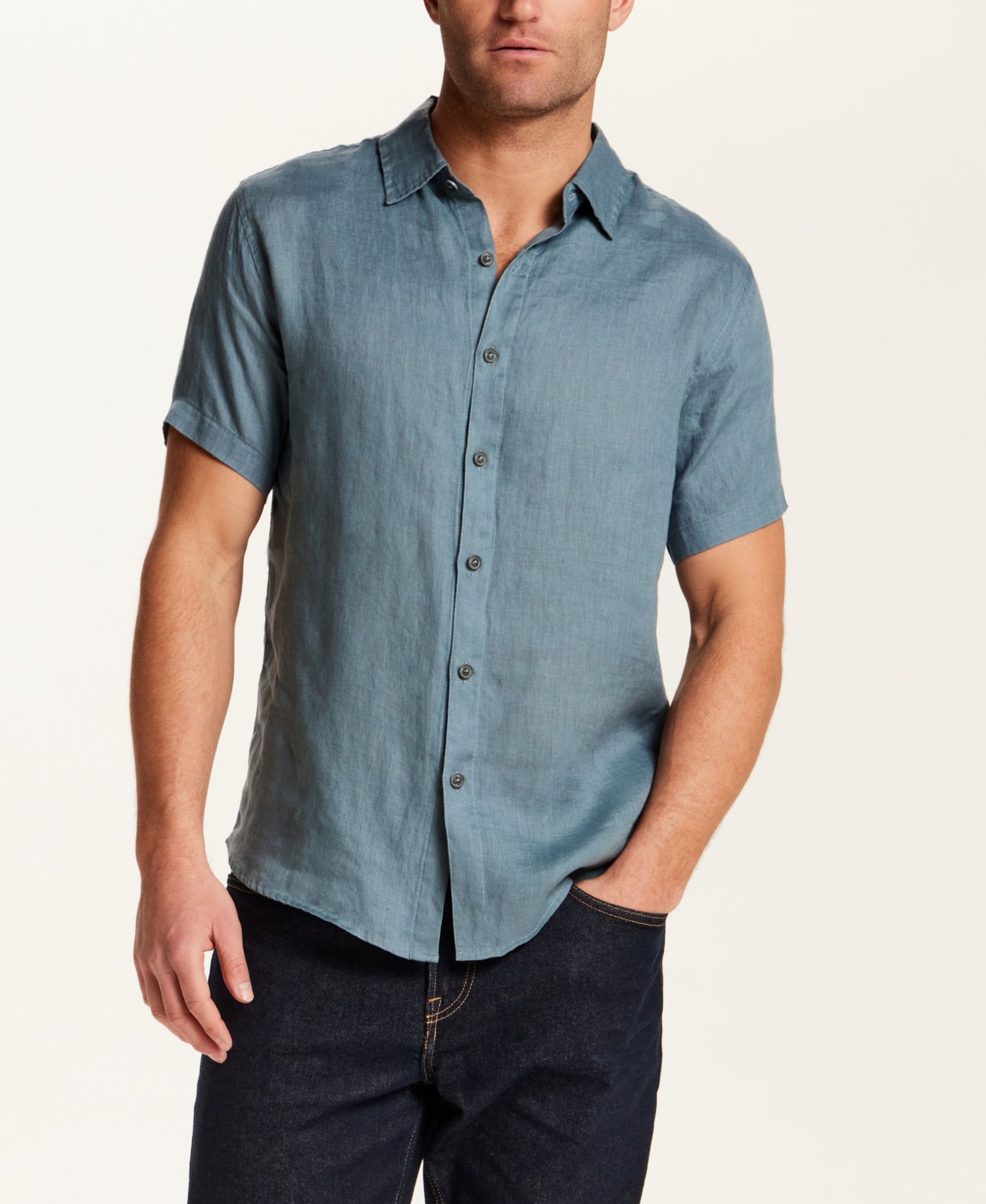 Men's Short-Sleeve Linen Shirt
