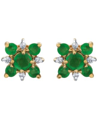 Emerald (7/12 ct. t.w.) and Diamond Accent Earrings in 10k Yellow Gold