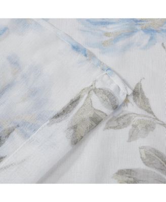 Jacqueline 2-Pack Linen Textured Metallic Light Filtering Grommet Curtain Panel Pair 38" x 84" - Blue and Gold Metallic