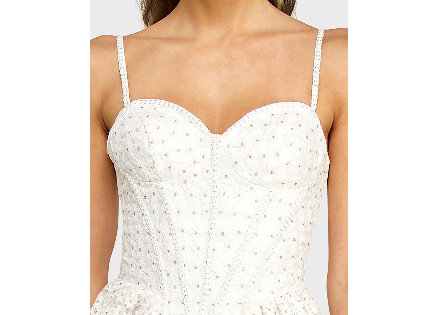 Juniors' Sweetheart Neck Embroidered Mini Dress