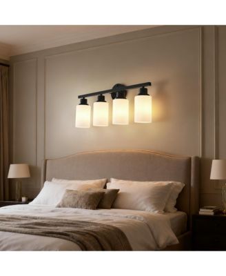 4-Light Matte Wall Lamps with Glass Shades (No Bulbs) Sconce Lighting for Bedroom Living Room