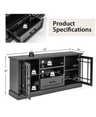 TV Stand for TVs up to 70 in with Glass Doors and Storage