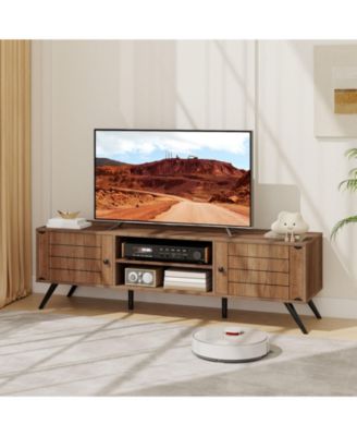 Two Door TV Stand for TVs up to 65 in with Open Shelves