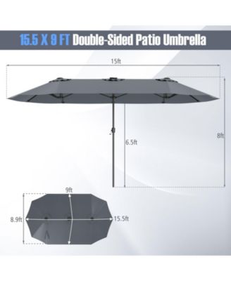 15.5 ft Extra Large Patio Umbrella with Solar LED Lights