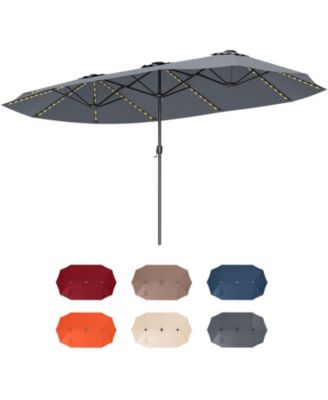 15.5 ft Extra Large Patio Umbrella with Solar LED Lights