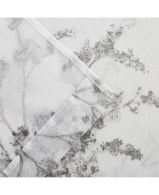 Jessica Floral Designed Linen Textured Metallic Light Filtering Window Curtain Panels with Grommets, 2-Pack