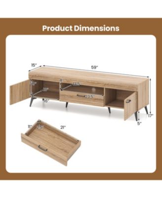 TV Stand with Two Cabinets and Drawer for 65 in TVs