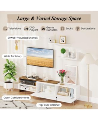 Farmhouse TV Stand for TVs up to 80 in with Cabinets