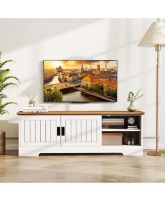 Farmhouse TV Stand for TVs up to 65 in with Sliding Doors