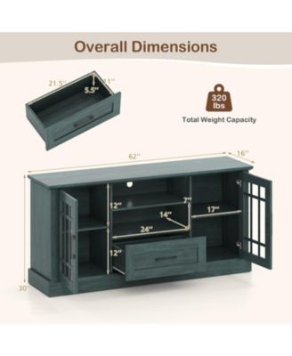 TV Stand for TVs up to 70 in with Glass Doors and Storage