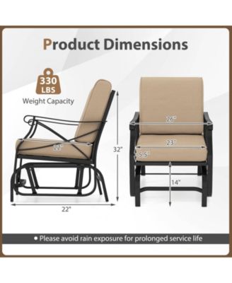 Patio Glider Rocking Chair with Metal Frame and Cushions