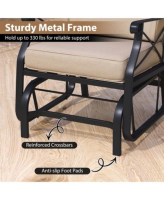 Patio Glider Rocking Chair with Metal Frame and Cushions