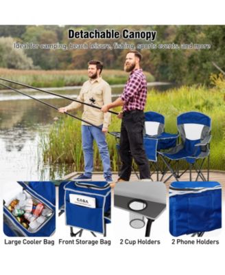 Double Beach Chair with Adjustable Canopy and Side Curtains