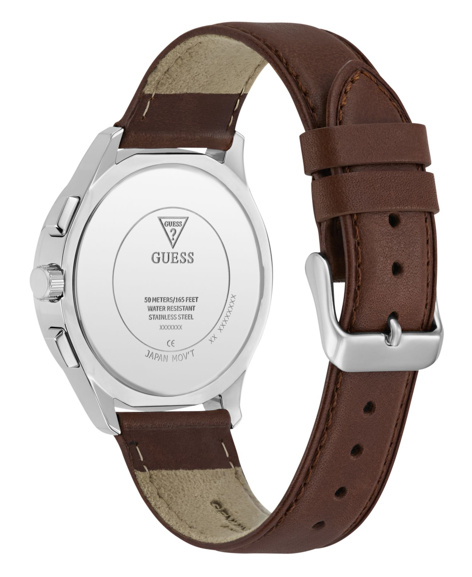 Men's Silver-Tone Brown Leather Multi-Function Watch, 40mm