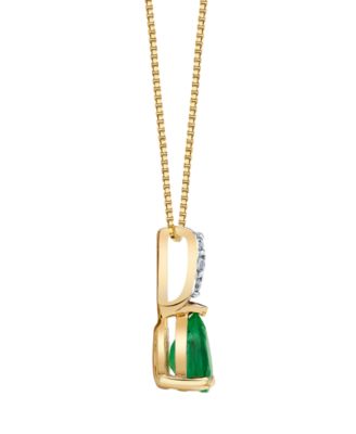 Emerald (3/8 ct. t.w.) & Diamond Accent Pendant Necklace in 10k Yellow Gold