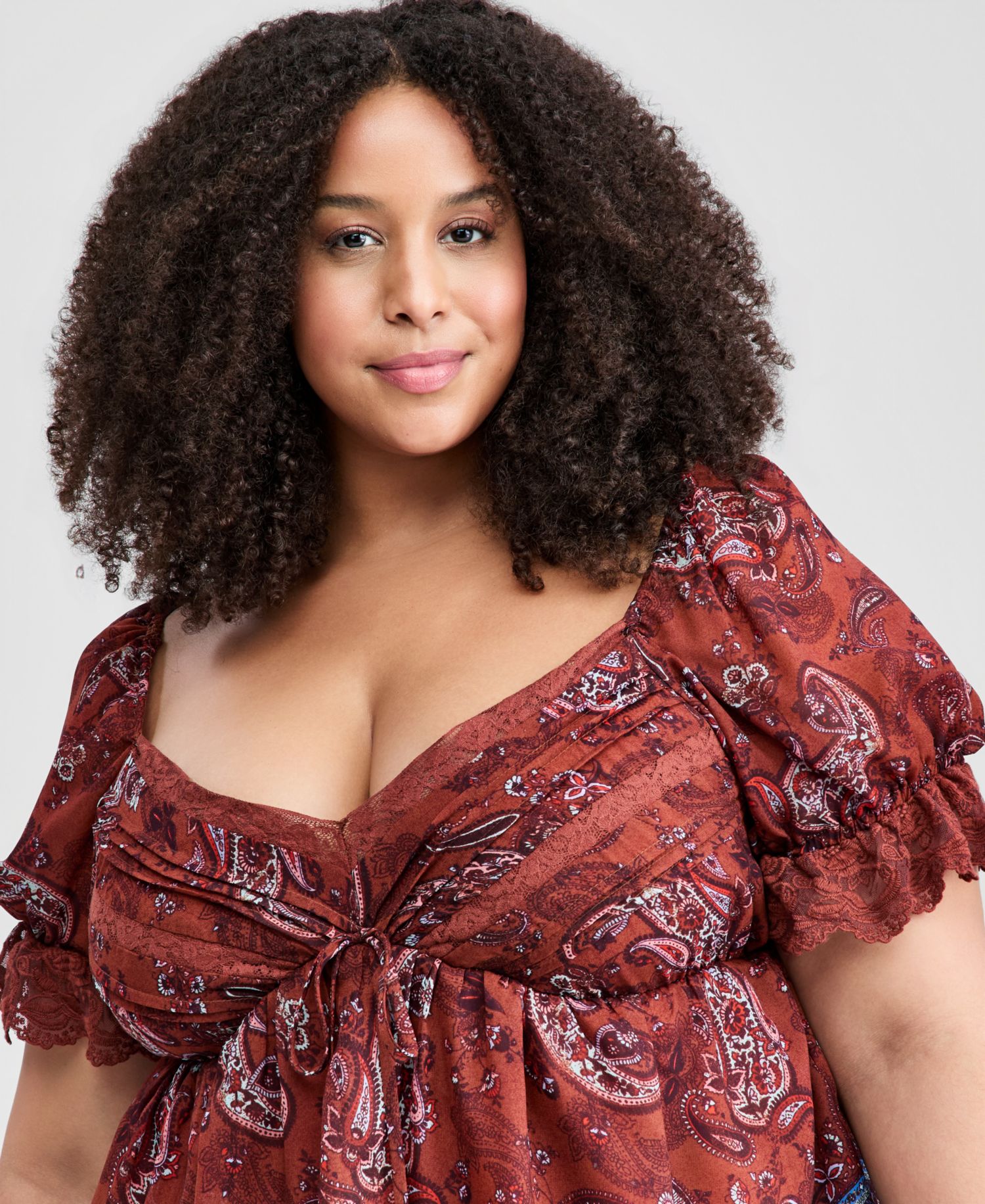 Trendy Plus Size Paisley Tiered Mini Skirt
