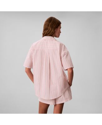 Women's Striped Short-Sleeve Pajama Shirt QS7652