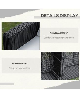 2 Piece Patio Wicker Corner Sofa Set, Outdoor PE Rattan Furniture, with Curved Armrests and Padded Cushions for Balcony, Garden, or Lawn, Lawn, Beige