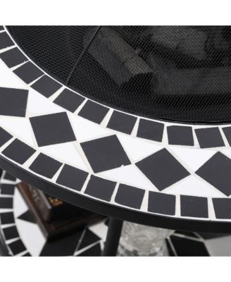 30" 3-in-1 Outdoor Fire Pit Dining Table and Ice Bucket with Shelf