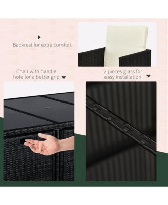 9 Piece Patio Wicker Dining Sets, Space Saving Outdoor Sectional Conversation Set, with Dining Table, Ottoman and Chair & Cushioned for Lawn Garden Backyard, Black