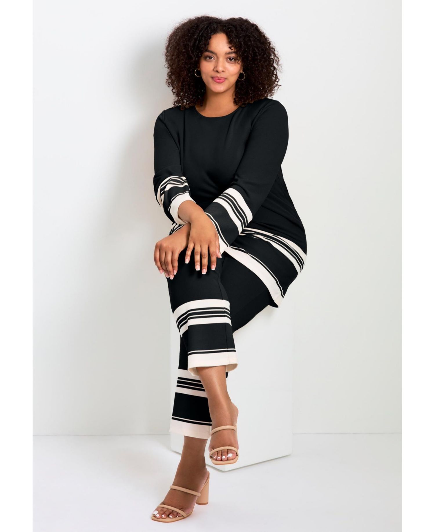 Women's Border Stripe Straight Leg Pant