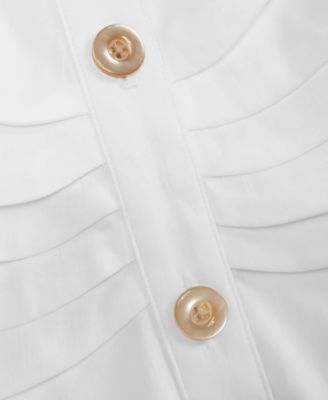INC International Concepts Women's Ruched-waist Button-front Midi Dress - White - Casual dresses