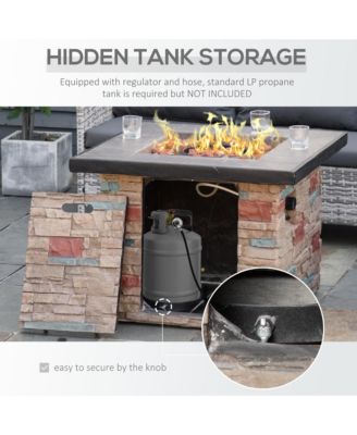 32" Square Propane Gas Fire Pit Table w/ Cover and Lava Rocks,