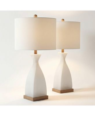 Ryan High Frosted Glass Modern Coastal Table Lamp Set of 2