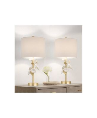 Descanso 21" High Gold and White Flower Table Lamp Set of 2
