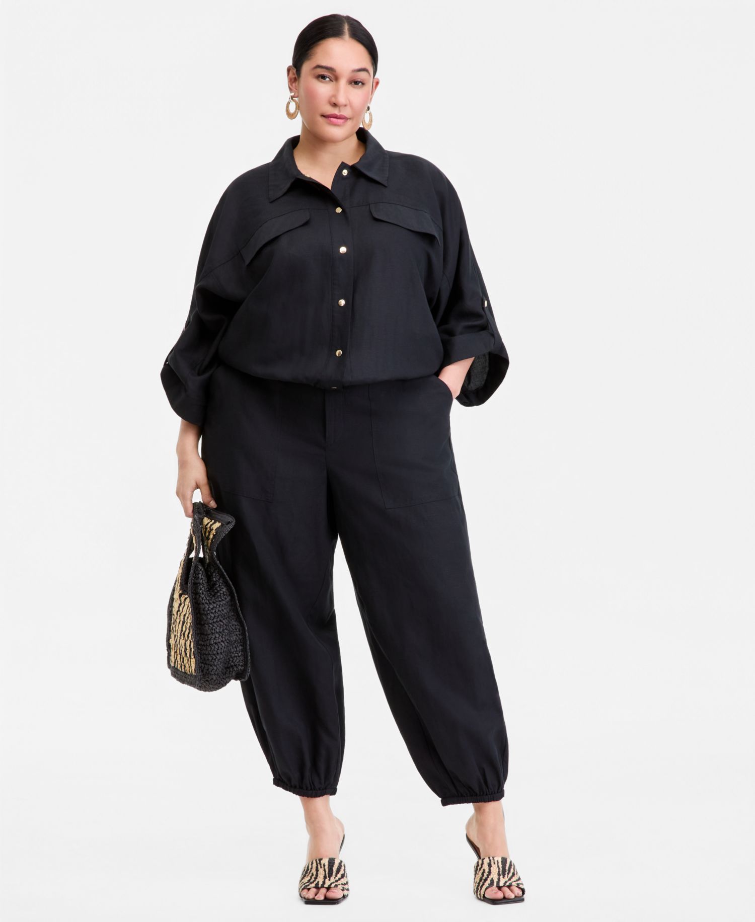 Plus Size High-Rise Balloon-Leg Pants