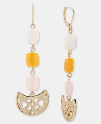 Gold-Tone Linear Beaded Drop Earrings