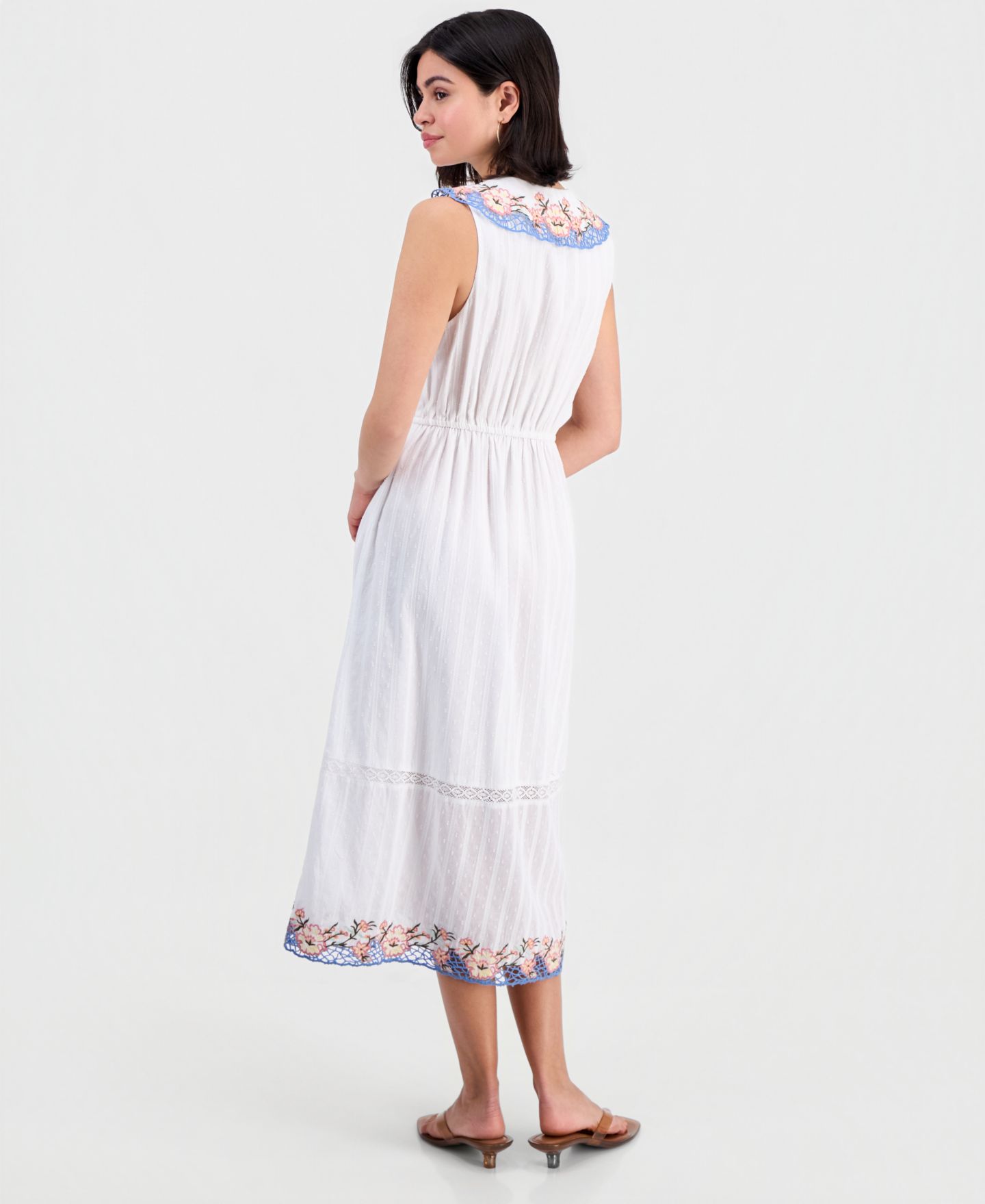 Женское платье And Now This Cotton Embroidered Collar Maxi, цвет: Белый — фото 2