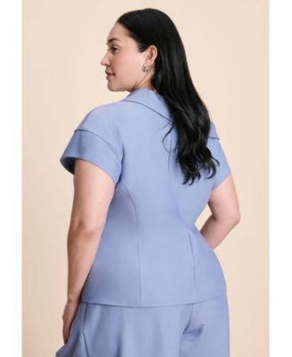 Women's Asym Neckline Short Sleeve Blazer